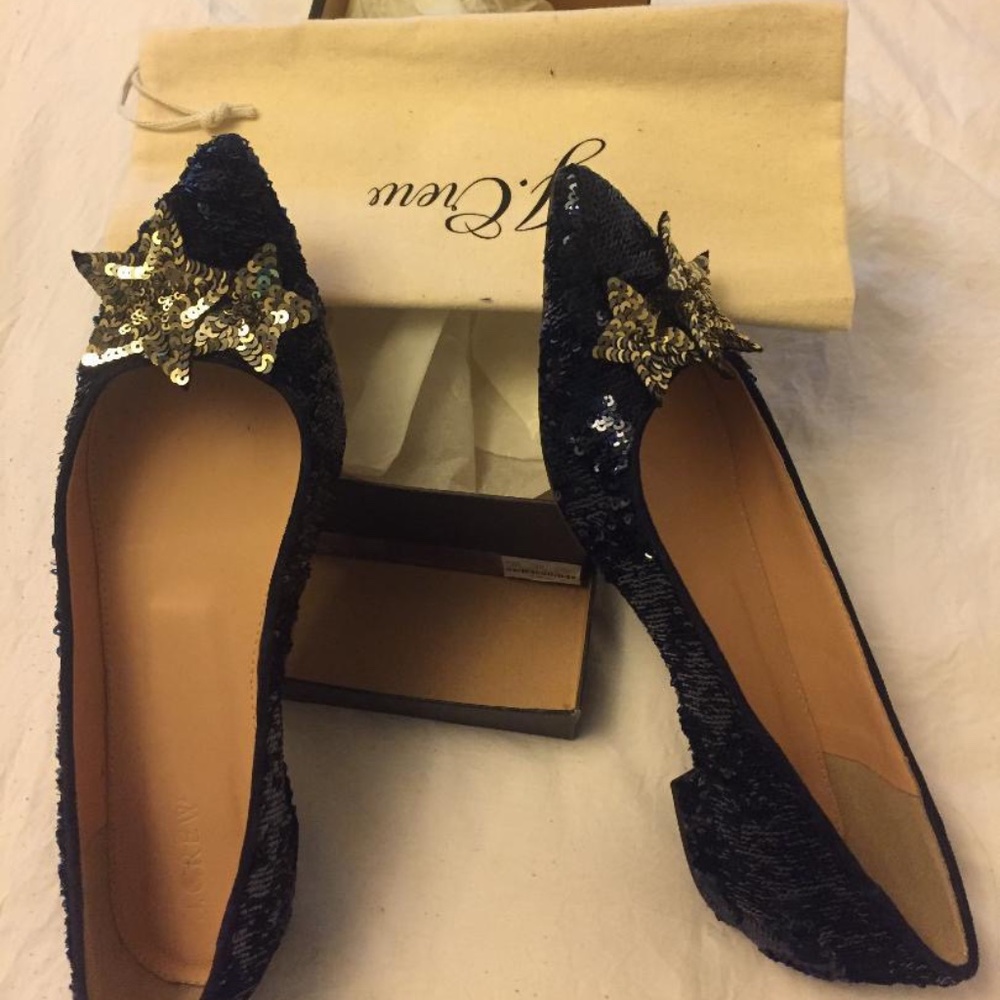 J.Crew Sequin Pointed- Toe Flats